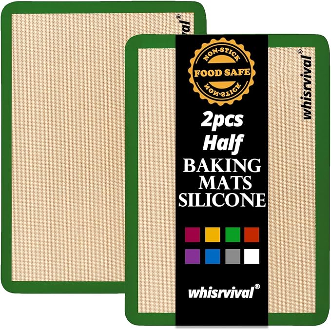 Silicone Baking Mat, Reusable Silicone Baking Sheets for Oven, 2Pcs Half Sheet(16.5"x11.6") Non-Stick (Green)