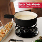Swissmar Lugano Cast Iron Cheese Fondue Set, 9-Piece, 2 QT / 2 L - Ideal for Melting Cheese, Chocolates, Caramel, & More - Perfect for Kitchen Collection & Gift Giving - Matte Black