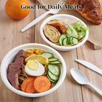 ECOLipak 150 Pack 12 oz Paper Bowls Disposable, Heavy-Duty Biodegradable Compostable Bowls Made of Natural Sugarcane Bagasse, Suitable for Salad, Dessert, Milk, Cereals