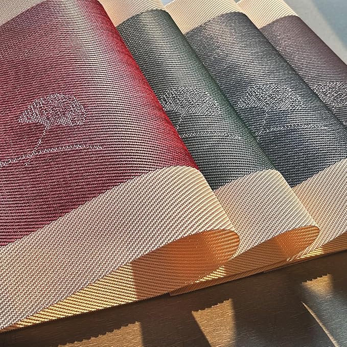 PIGCHCY Placemats Set of 8, Country Rustic Placemats Non-Slip Washable Durable Table Mats for Home/Dining Room Decoration (Red,18 X 12 inches)