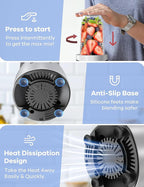 Ganiza Smoothie Blender, 900W Blenders for Shakes and Smoothies, 15-Piece Personal Blender and Grinder Combo for Kitchen, Smoothies Maker with 4 BPA-Free Portable Cup, Nutritious Recipe