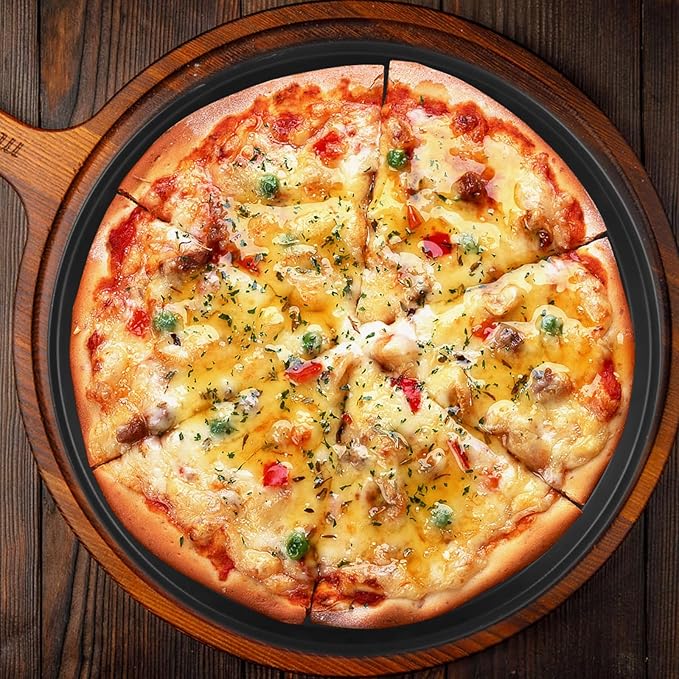 6 Pack 12 Inch Pizza Pan for Oven Round Pizza Pan with Holes Large Pizza Tray Set Carbon Steel Non Stick Pizza Plates Perforated Pizza Baking Sheet Personal Metal Platter for Grilling, Cooking