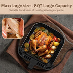 SEEDEEM Max XL Air Fryer 8QT, 10-in-1 Digital Air Fryer Oven with Color Touchscreen & Viewing Window, Toaster Oven Combo for Broil, Roast, Dehydrate, Bake – Silver