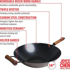 JOYCE CHEN Classic Series 14-Inch Ceramic Nonstick Carbon Steel Wok