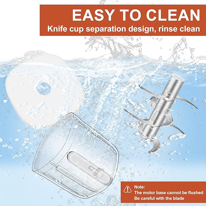 450ML Electric Garlic Chopper, Mini Portable Food Processor, Garlic Grinder Masher for Onion, Ginger, Chili, Fruit, Vegetable, Meat