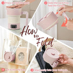 Travel Electric Kettle-Collapsible Portable Electric Kettle, 600W Foldable Small Water Boiler with 4-Temp Presets, Food Grade Silicone for Hotel, Office, Camping (Pink, 600mL)