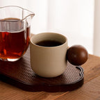 Ceramic Espresso Cups Set of 4,Small Coffee Mugs,Expresso Shot Cups,4 oz Porcelain Demitasse Cups,Perfect for Espresso Machine and Coffee Maker (Natural Beige, S + Round Handle)