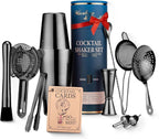 Mixology & Craft Cocktail Shaker Set - 11-Piece Bar Accessories Kit w/Weighted Boston Shaker, Strainer, Jigger, Muddler and More - Home Bartending Tools, Accessories for Bartender, Black