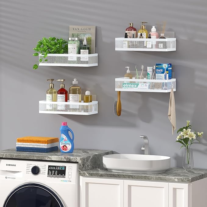 PUSDON Metal Wall Hanging Basket 2 Packs DIY Suitable for Multiple Scenes - Middle White Netting Suit