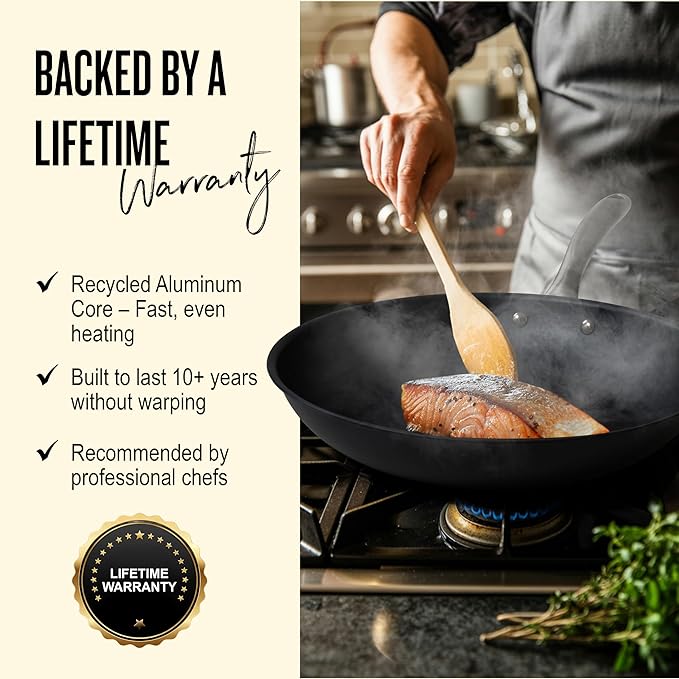 Alva Black Angus 9.5” Carbon Steel Frying Pan – Naturally Nonstick, PFAS-Free & Toxin-Free, Oven & Induction Safe, Chef-Grade Heat Control, Built to Last a Lifetime, Designed in Belgium
