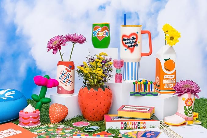 ban.do Cocktail Measuring Jigger, Double Jigger Shot Glass, 1/2 and 1 Shot Measuring Cup, Pink Glass Bar Tool, Tipsy Turvy