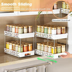 Pull Out Spice Rack Organizer for Cabinet, 2 Pack Widen Slide Out Spice Racks Organizer, Spice Cabinet Organizers, Cabinet Size Need:12'' Highx11'' Deepx6.75'' Wide,Hold 15 Spice Jar Each Tier-2Tier