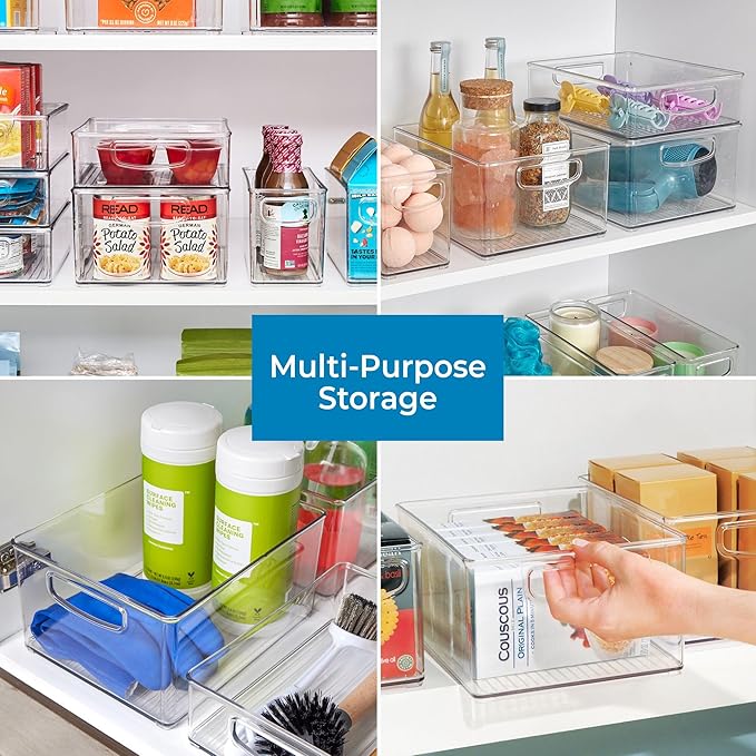 iDesign Recycled Plastic Extra-Large Bin with Easy to Grip Integrated Handles for Kitchen, Fridge, Freezer, Pantry and Cabinet Organization, The Linus Collection, 10” x 8” x 5