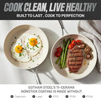 Gotham Steel 20pcs Pots and Pans Set Non Stick Ceramic Cookware Set with Deep Frying Pan Set & 6pc Knife Set, Improved Ti-Cerama Coating Made without PFOA PFOS Lasts 2x Longer, Oven & Dishwasher Safe