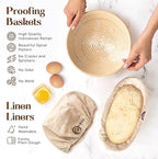 9" Round and 10" Oval Banneton Bread Proofing Baskets and Sourdough Bread Baking Supplies, A Complete Sourdough Kit with Bread Lame, Danish Whish, Bowl & Dough Scraper, 2 Bread Slings, and Baking Mat