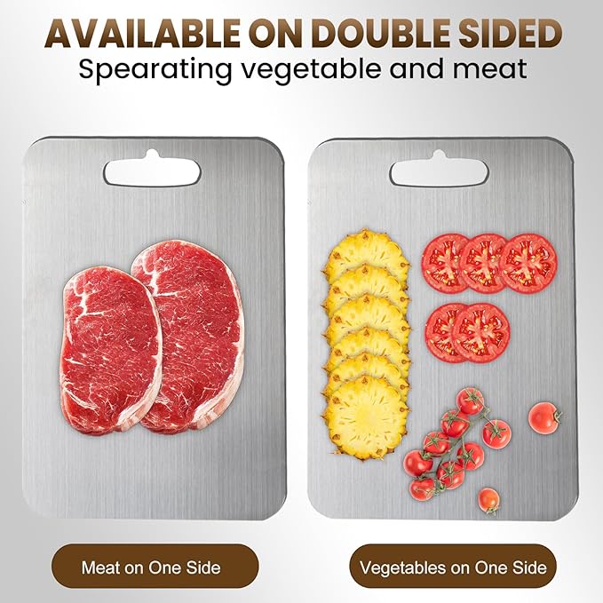 Titanium Cutting Board, 2025 Upgrade 100% Pure Titanium Cutting Boards for Kitchen,Food Grade Double Sided Cutting Mat for Meats,Fruits,Vegetables, Dishwasher Safe Chopping Boards-14"L x 10"W