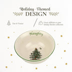 Spode Christmas Tree Dip Bowls - Set of 2, Naughty and Nice, 4-Inch Ceramic Serving Bowls for Holiday Dips, Snacks, Nibbles - Festive Tableware Christmas Tree Design - Dishwasher & Microwave Safe