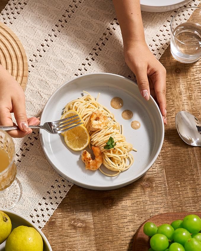 famiware Milkyway 33 oz Bowl Set, Pasta Bowls Set of 4, Salad Bowls Perfect for Your Friend for Housewarming, Thanksgiving, Christmas, Light Gray