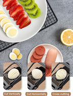 BIBURY Egg Slicer, Egg Cutter for Hard Boiled Eggs, Heavy Duty Aluminium Slicer for Egg Mushroom Strawberry Soft Fruit, Stainless Steel Wires, Dishwasher Safe & Easy to Clean (Black)