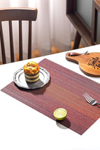 LEXMORE Placemats Set of 6 Vinyl/Plastic Woven Place Mats for Kitchen Table Indoor/Outdoor Washable Placemat Wipeable Dining Table Mats(Pomegranate Parade)