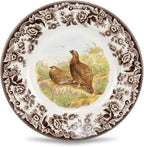 Spode Woodland Red Grouse Salad Plate - 8" Fine Earthenware, British Flowers Border, Rustic Game Bird Design Made in England - Microwave, Dishwasher, Oven, Freezer Safe for Holiday Dining