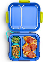 ZOKU - Bento Box with Ice Pack, Lunch Box for Kids, Easy to Carry and Clean, Freezer Pack Keeps Food Fresh, Fits Any Snack or Meal, Leakproof (Neat Bento) (Blue)