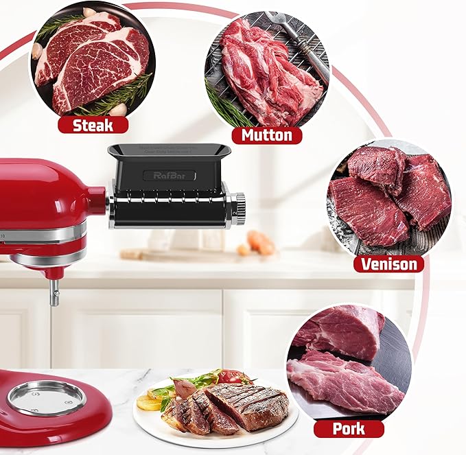 Adjustable Thickness Meat Tenderizer Attachment for Kitchenaid Stand Mixers, Meat Tenderizer Tool, Steak Cuber Processor Accessories for Kitchen aide,Dishwasher Safe