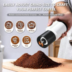 Portable Electric Coffee Grinder，Automatic Coffee Grinder with USB Type-C wireless charging design，Adjustable Coarse to Fine for coffee beans, grains, cleaning brush + cable Includes