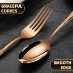 Lemeya 20-Piece Hammered Rose Gold Silverware Set for 4 with Serrated Forging Knives,18/10 Stainless Steel Modern Flatware Set,Unique Cutlery Set Spoons and Forks Set,Mirror Polished,Dishwasher Safe