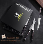 Steak Knife Set of 6 with Gift Box - Ergonomic Grip Black Wooden Handle, Highly Resistant & Durable German Stainless Steel, Serrated Edge - 4.8''Dinner Knife Set Non Straight