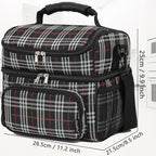 FlowFly Double Layer Cooler Insulated Lunch Bag Adult Lunch Box Large Tote Bag for Men, Women, With Adjustable Strap,Front Pocket and Dual Large Mesh Side Pockets