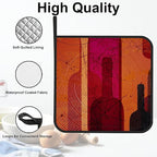 Abstract Wine Pot Holders 2 PCS for Kitchen, Heat Resistant Hot Pads for Cooking Grilling Baking BBQ, Pot Holders for Women Cook Essentials Accessories Home Microwave
