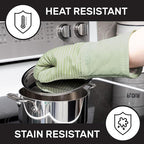 All-Clad Silicone Oven Mitts: Heat Resistant up to 500 Degrees - 100% Cotton & Silicone, 14"x7" Oven Mitt for Kitchen and Barbeque, 2-Pack, Fennel