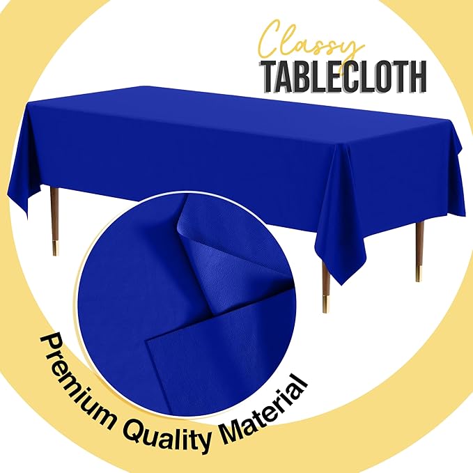 Party Solids 66% Thicker Premium Plastic Table Cloth Rectangle Table Cover 0.5 Mil 6 Pack Dark Blue Table Cloth 54 Inch x 108 Inch Disposable Tablecloth Won't Tear Easily Like Cheap Thin Brands