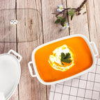 10" x 7" Ceramic Casserole Dish with Glass Lid, 1.3 QT Serving Soup Tureen,Chafing Dish for Buffet, Family Food preserve Tray, Catering Casserole for Party Style