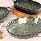 Oval 9.5 x 7 Inch Ceramic Pie Pan Quiche Baking Dish Set of 2, 22 Ounces Non-Stick Pie Dish Quiche Pan, Tart, Pot Pies, Dessert, Pie Plate for Apple, Oven, Dishwasher and Microwave Safe