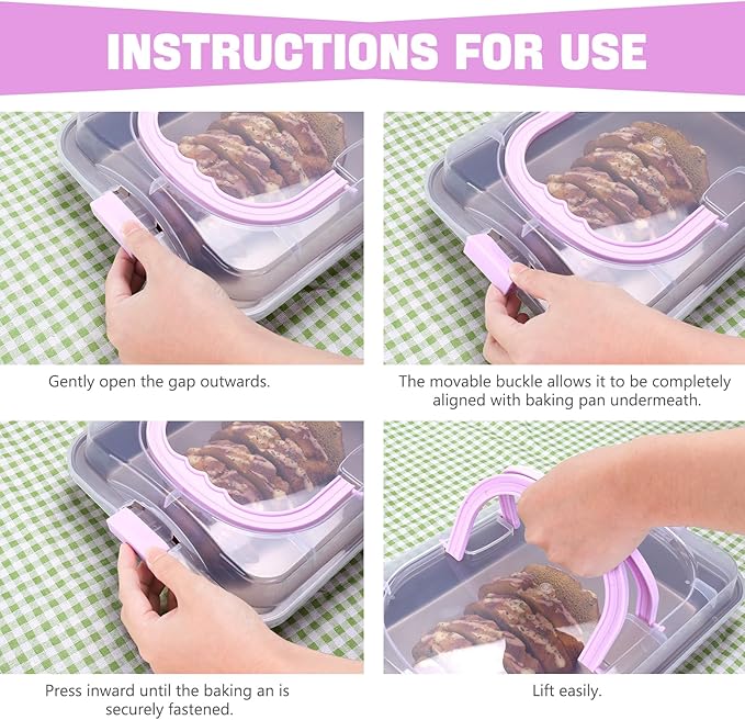 Rectangular Cake Pan with Lid, 9 x 13 Inch Baking Pan With Lid and Handle, Nonstick Bakeware Bake & Roast & Cook Carrier Pan, Champagne