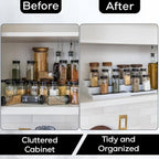 Pack of 2, Expandable 3 Tiered Spice Rack Organizer for Cabinet and Kitchen Pantry Shelf - Non-Slip Shelves for Spices, Seasoning, Canned Food, Medicine Cabinet Organizer - Includes Silicone Funnels