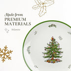 Spode Christmas Tree Melamine Round Platter - 14 Inch Shatterproof Serving Plate for Holiday Meals, Holiday Party - Festive Tableware for Indoor & Outdoor Use, Dishwasher Safe Christmas Dinnerware