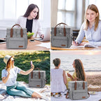 Maelstrom 23L Insulated Lunch Box For Men Women,Expandable Double Deck Lunch Cooler Bag,Lightweight Leakproof Tote Bag With Side Tissue Pocket,Gray