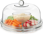 Libbey Selene 6-in-1 Multiuse Glass Server, Punch Bowl, Chip and Dip Bowl, Cake Stand , Clear