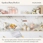 MACKENZIE-CHILDS Enamel Tea Kettle, Cute Kitchen Kettle for Stovetop, 2-Quart Capacity, Pink Wildflowers