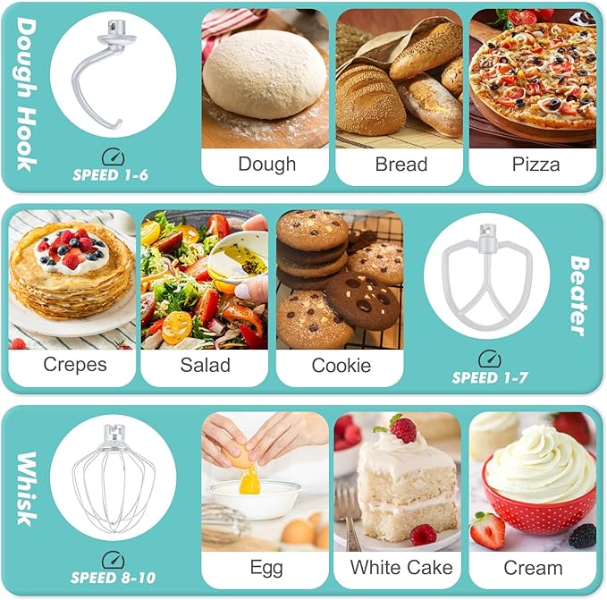 Kitchen in the Box Stand Mixer, 3.5 QT Small Kitchen Electric Stand Mixers, 10-Speed Portable Lightweight Dough Mixer for Daily Use with Egg Whisk, Dough Hook, Beater (Blue)