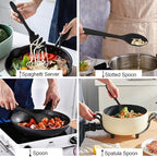 LIANYU 12-Piece Black Silicone Kitchen Cooking Utensils Set with Holder, Kitchen Tools Include Slotted Spatula Spoon Turner Ladle Tong Whisk, Dishwasher Safe
