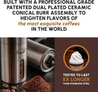 JavaPresse Manual Stainless Steel Coffee Grinder - 18 Adjustable Settings, Portable Conical Burr Grinder for Camping, Travel, Espresso - With Hand Crank