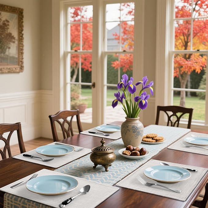 Homaxy Cloths Placemats for Dining Table Set of 4, Heat Resistant Washable Cotton Linen Blend Table Mats, Easy to Clean Place Mats for Indoor Outdoor Party Kitchen Decoration, 13" x 19", Beige