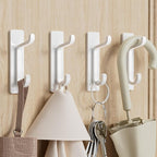 Self Adhesive Wall Hooks for Hanging: Extra Strong 13 LB, Hook for Coat, Towel in Bathrooms, Shower, Kitchen, Wall, Door Hook, White 6 Pack