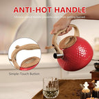 harriet Tea Kettle, Tea Pot for Stovetop, 2.5QT Whistling Kettle with 5-Layers bottom, Food Grade Stainless Steel Kettles with Hot-Resistant Handle Gas Electric Applicable, Red