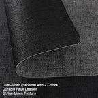 Myir JUN Dual Sided Placemats, Faux Leather Set of 8 for Dining Table, Non-Slip Washable Heat Resistant Indoor Outdoor Table Mats (Gray Black)