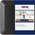 FEATOL 2 Packs Anti Fatigue Mats for Kitchen Floor, 9/10 Inch Thick Cushioned Floor Mat, Comfort Memory Foam Standing Padded for Sink, Kitchen, Home (Black, 24x70x9/10-Inch)